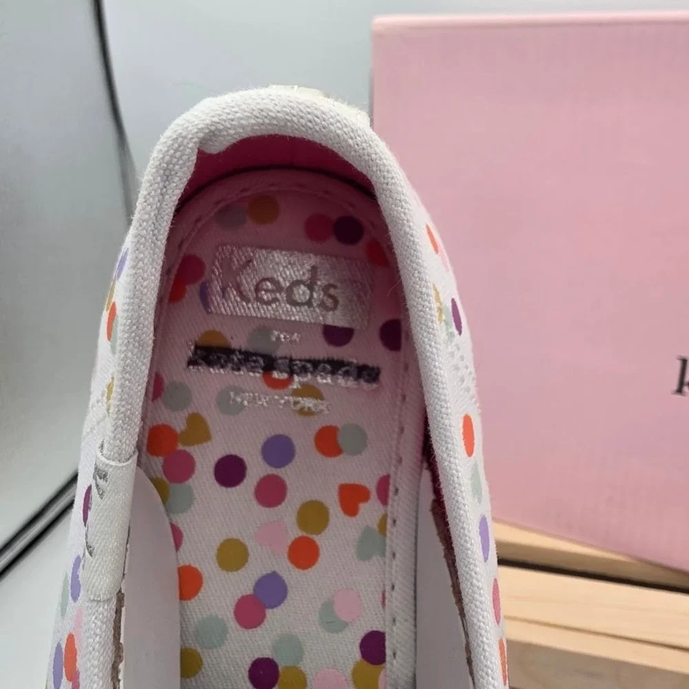 Keds x Kate Spade Kickstart Women 7 Multi Confetti Heart Canvas Sneakers WF60967